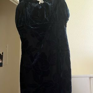 Mini Black & Dark Green Floral Dress